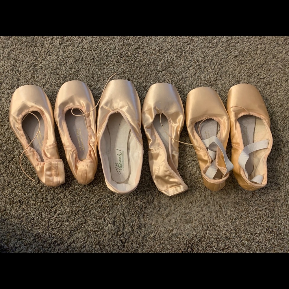 3 pairs of pointe shoes (not for dance, only art)